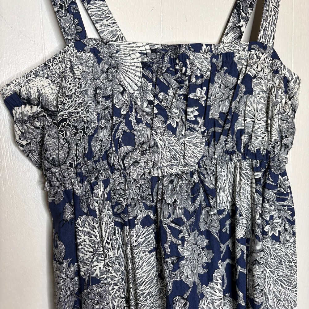 J Crew Collection Gathered Midi Dress 10 Navy Blue Ratti Seashell Coastal - Picture 3 of 11